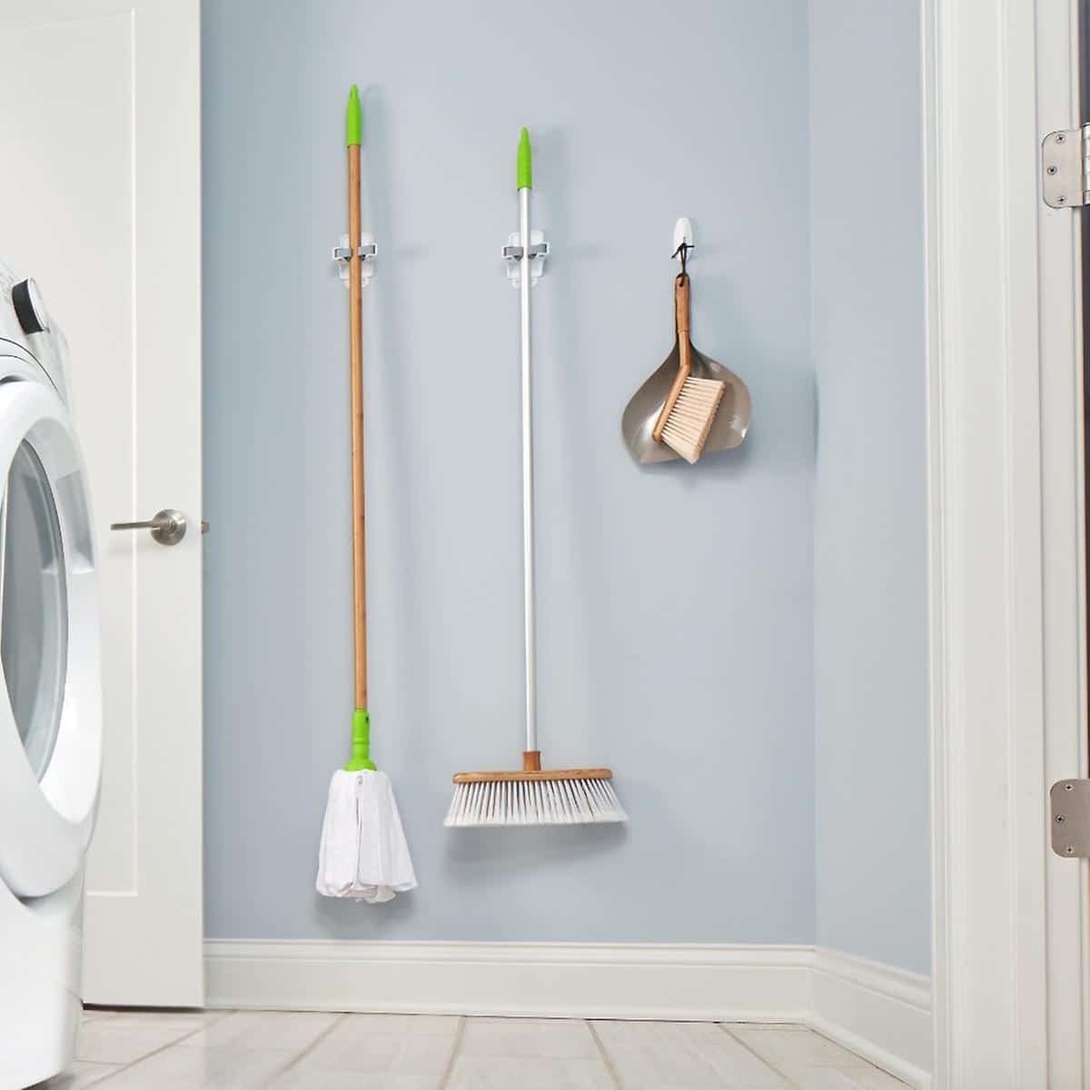 Command Strip Broom Holders To Secure Shower Hose